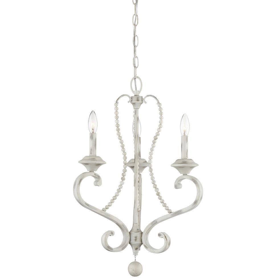 Newport 3 Light 18 inch Coastal Weathered White Chandelier Ceiling Light