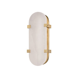 Skylar LED 5 inch Aged Brass ADA Wall Sconce Wall Light, Spanish Alabaster