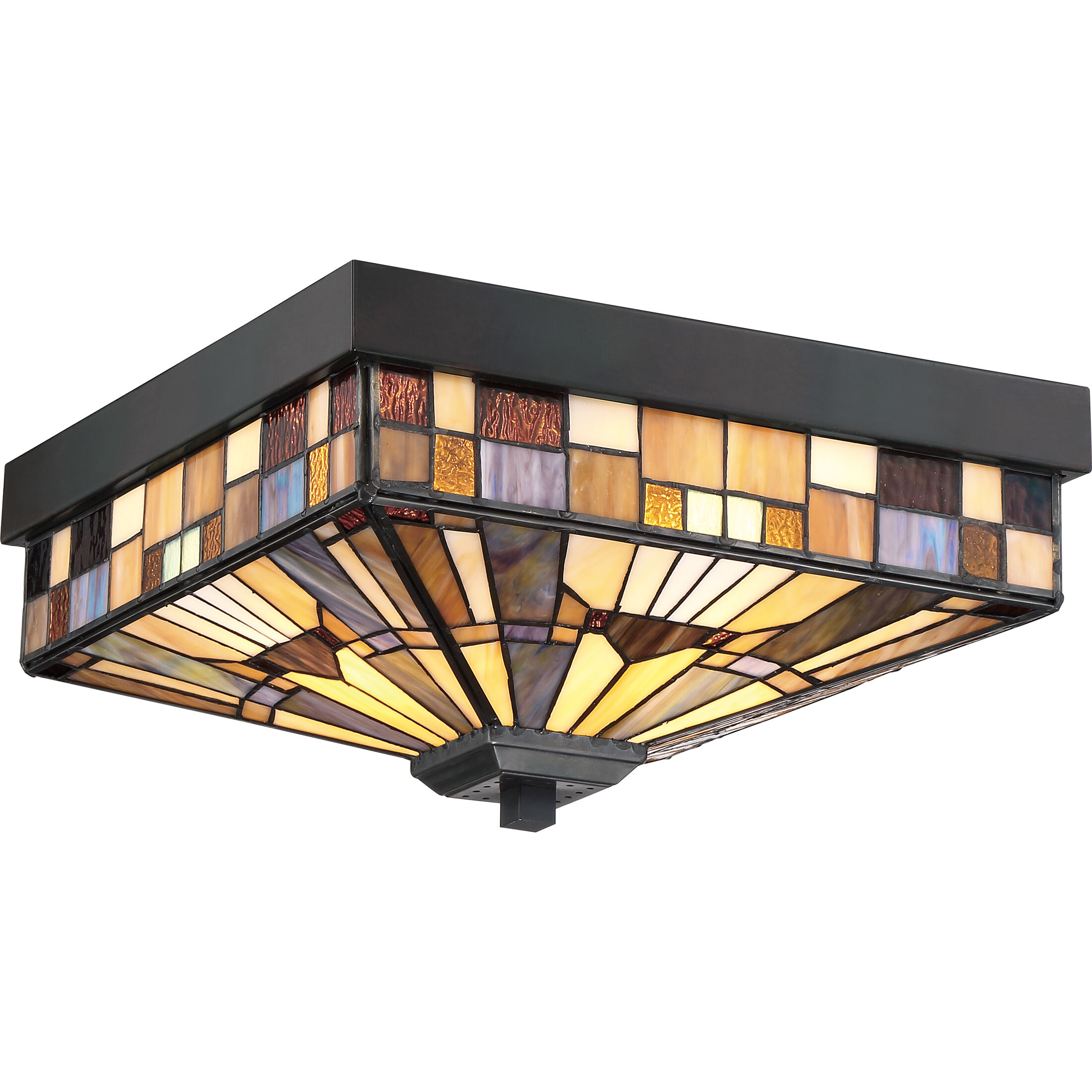 Inglenook 3 Light 14 inch Valiant Bronze Flush Mount Ceiling Light Naturals