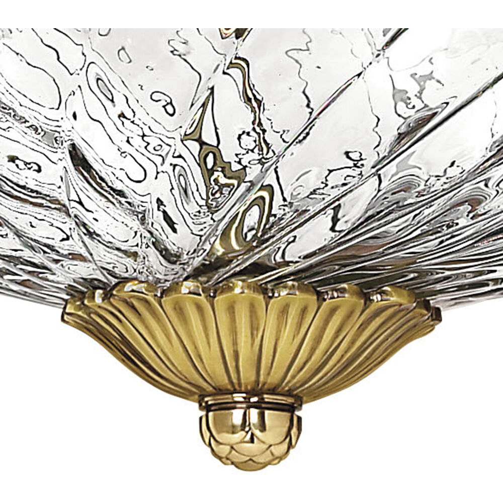 Plantation 3 Light 16 inch Burnished Brass Indoor Bath Flush Mount Ceiling Light