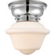 Aditi Small Oxford 1 Light 8 inch Polished Chrome Flush Mount Ceiling Light in Matte White Glass, Aditi