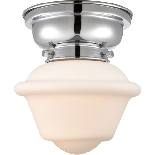 Aditi Small Oxford 1 Light 8 inch Polished Chrome Flush Mount Ceiling Light in Matte White Glass, Aditi