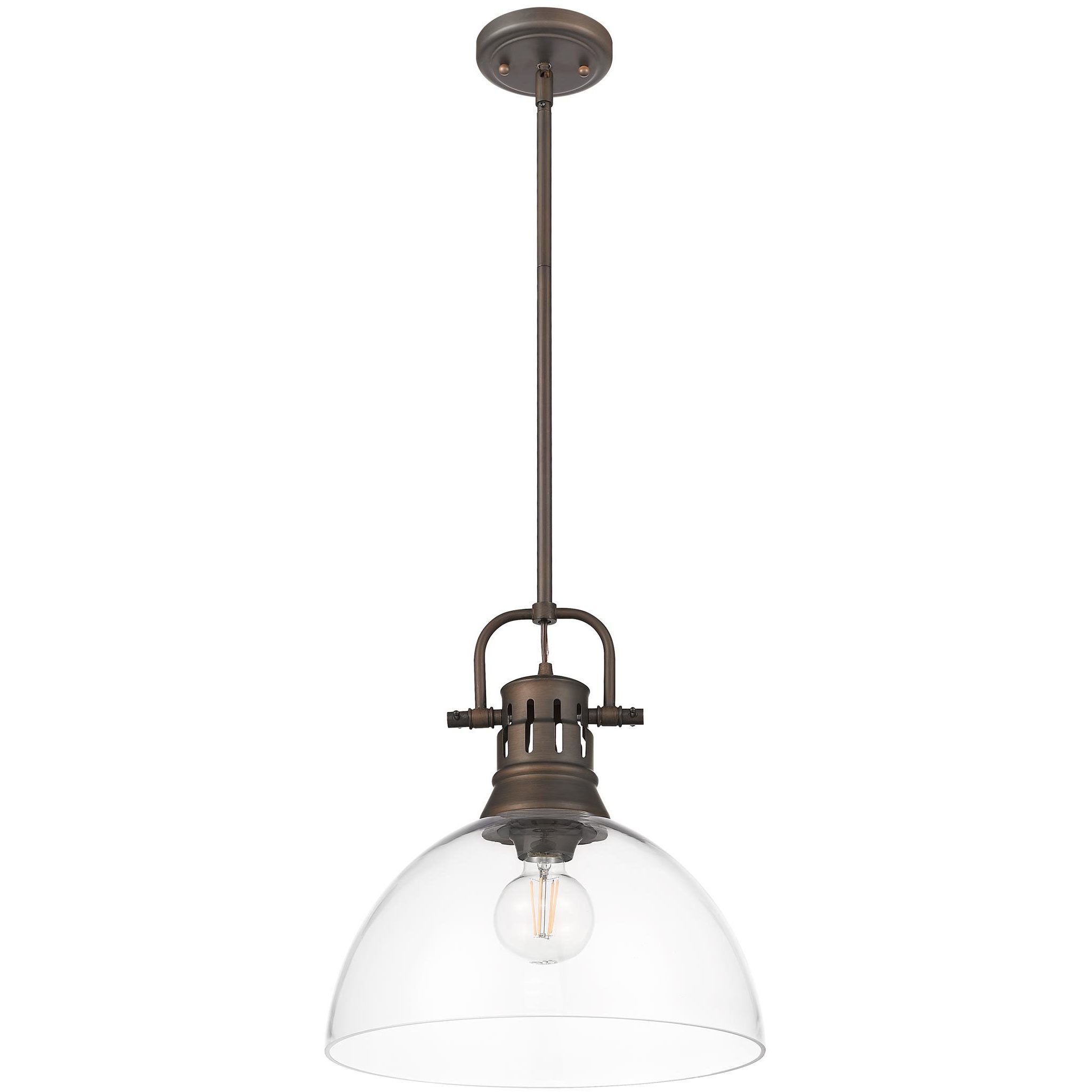 Yep Duncan 1 Light 14 inch Rubbed Bronze Pendant Ceiling Light in Clear Glass