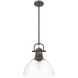Yep Duncan 1 Light 14 inch Rubbed Bronze Pendant Ceiling Light in Clear Glass