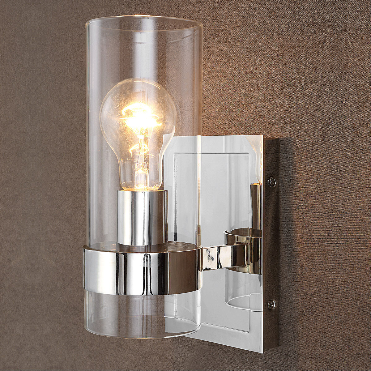 Cardiff 1 Light 5 inch Polished Nickel Cylinder Sconce Wall Light