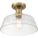 Vintage 1 Light 13 inch Natural Brass Semi-Flush Ceiling Light