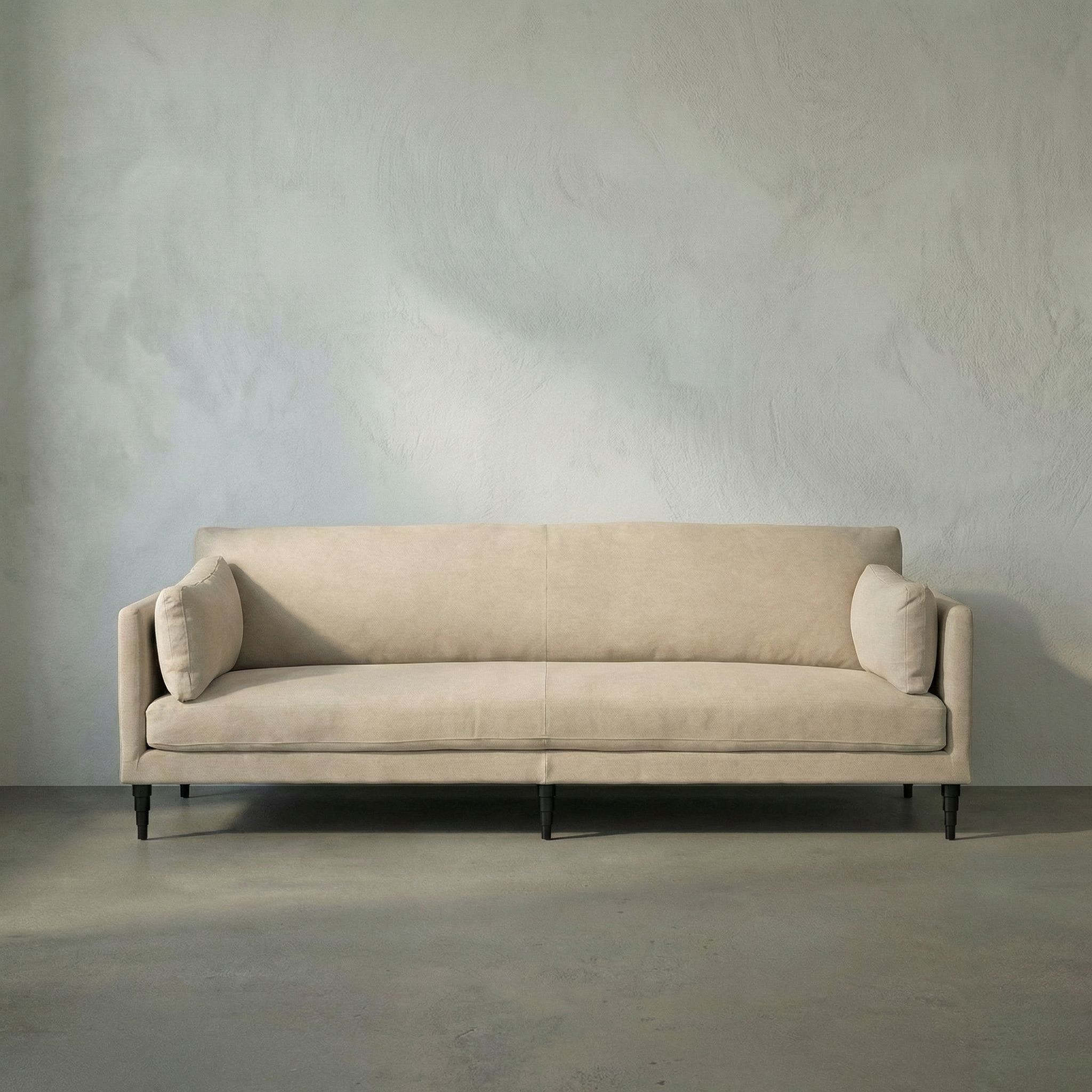 Andalusia Natural Linen and Black Wood Sofa