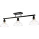 Yep Carver 3 Light 35.5 inch Matte Black Semi-Flush Mount Ceiling Light in Clear Glass