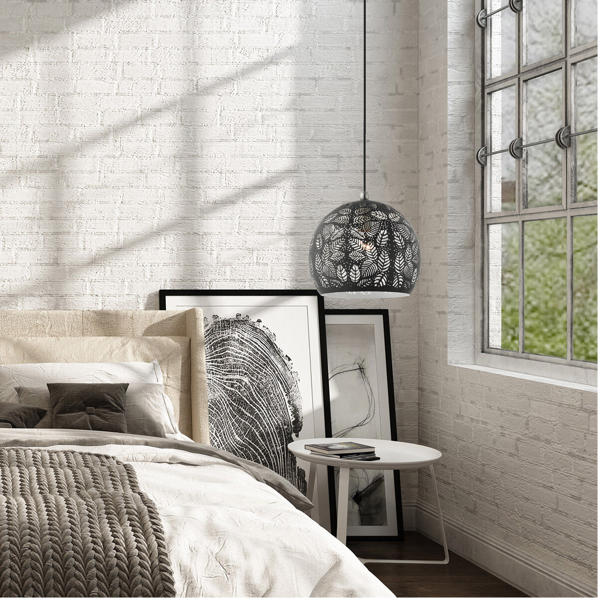 Chantily 1 Light 12 inch Black with Brushed Nickel Accents Pendant Ceiling Light