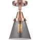 Franklin Restoration Small Cone 1 Light 6 inch Antique Copper Flush Mount Ceiling Light in Plated Smoke Glass