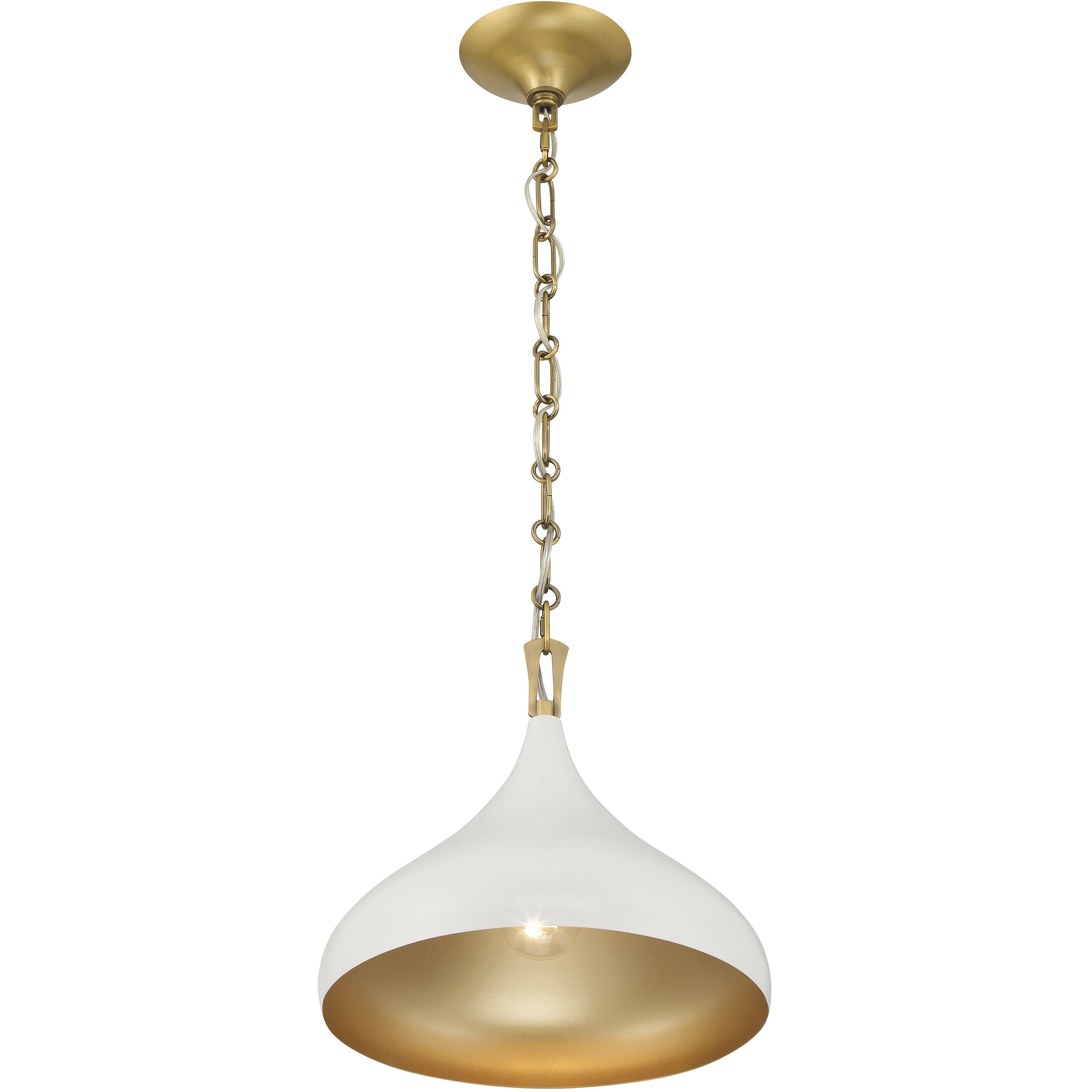 Cedar Lane 1 Light 12.75 inch Legacy Brass and Off White Cream Pendant Ceiling Light