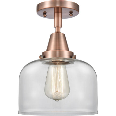 Franklin Restoration Large Bell 1 Light 8 inch Antique Copper Flush Mount Ceiling Light in Clear Glass