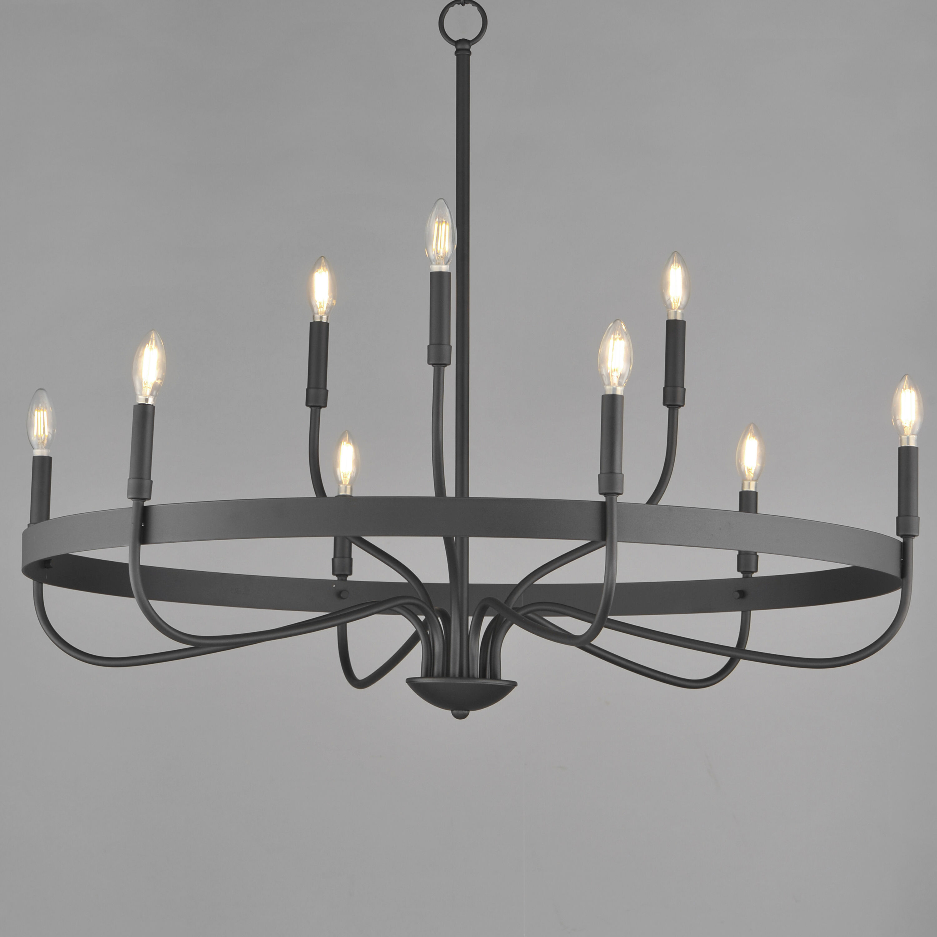 Frankie 9 Light 39.75 inch Black Single-Tier Chandelier Ceiling Light