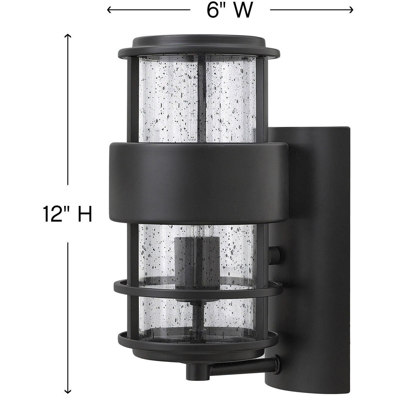 Saturn Outdoor Wall Mount Lantern in Satin Black, Small