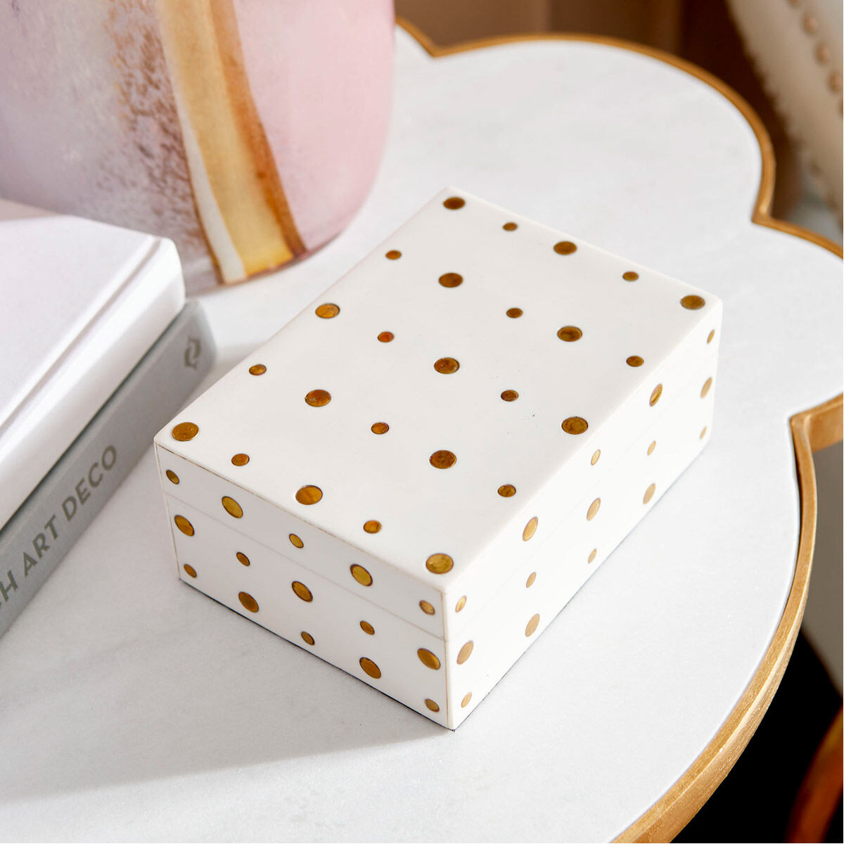 Dot Crown White And Brass Container