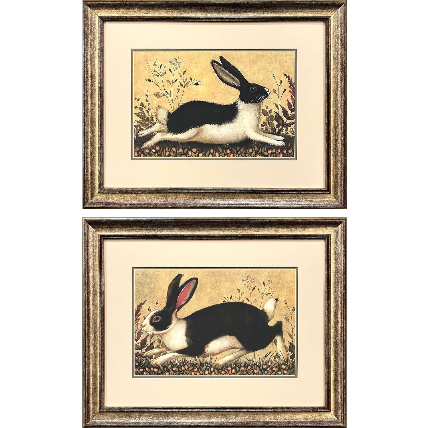 Folk Art Rabbit Black and Brown Framed Art, Propac