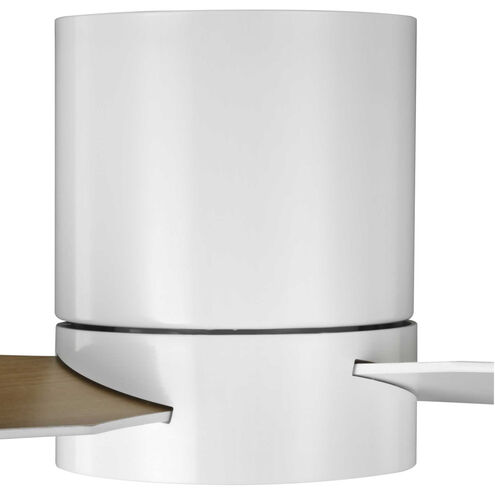 Braden 44 inch Satin White with White/Natural Cherry Blades Hugger Ceiling Fan in Matte White, Progress LED