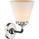 Nouveau Small Cone 1 Light 6 inch Black Polished Nickel Sconce Wall Light in Matte White Glass, Nouveau