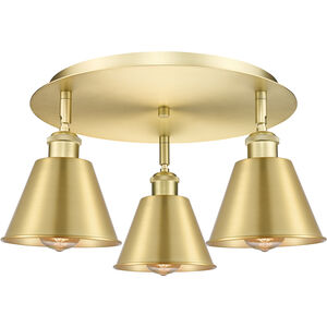 Ballston 3 Light 18.25 inch Satin Gold Flush Mount Ceiling Light