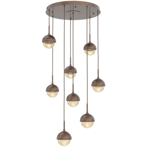 Cabochon LED Burnished Bronze Pendant Chandelier Ceiling Light in 3000K LED, Amber