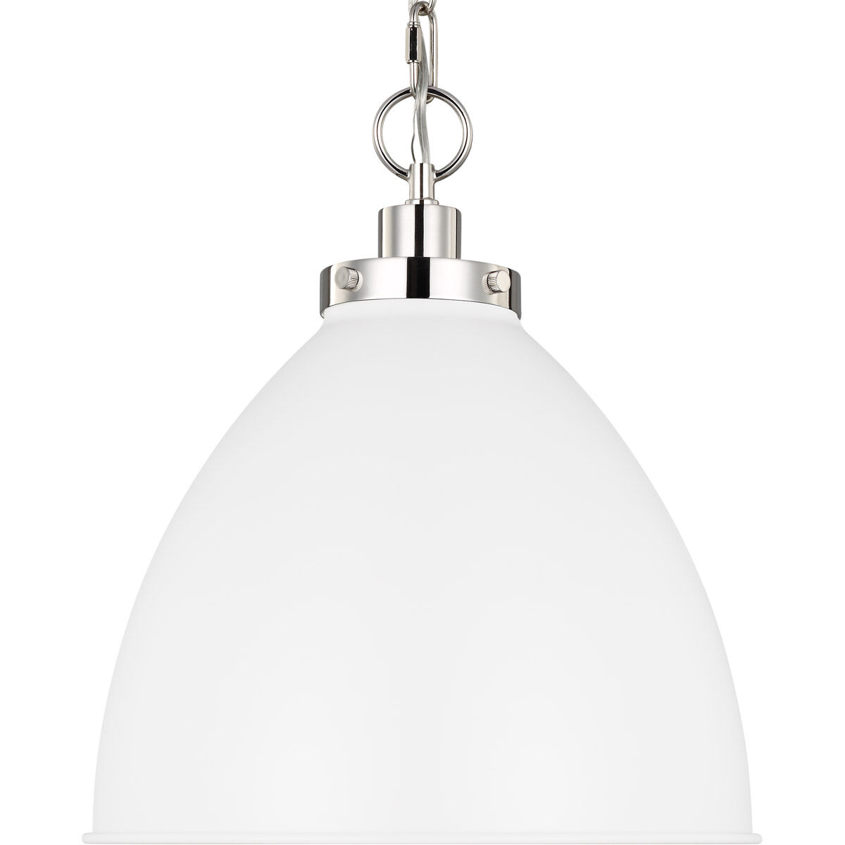 C&M by Chapman & Myers Wellfleet 1 Light 15.63 inch Matte White and Polished Nickel Pendant Ceiling Light in Matte White / Polished Nickel
