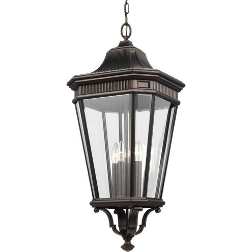 Cotswold Lane 4 Light 13.63 inch Grecian Bronze Outdoor Pendant in Clear Beveled Glass, Large