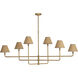 Polly 6 Light 63.75 inch Natural Brass Chandelier Ceiling Light in Rattan Shade