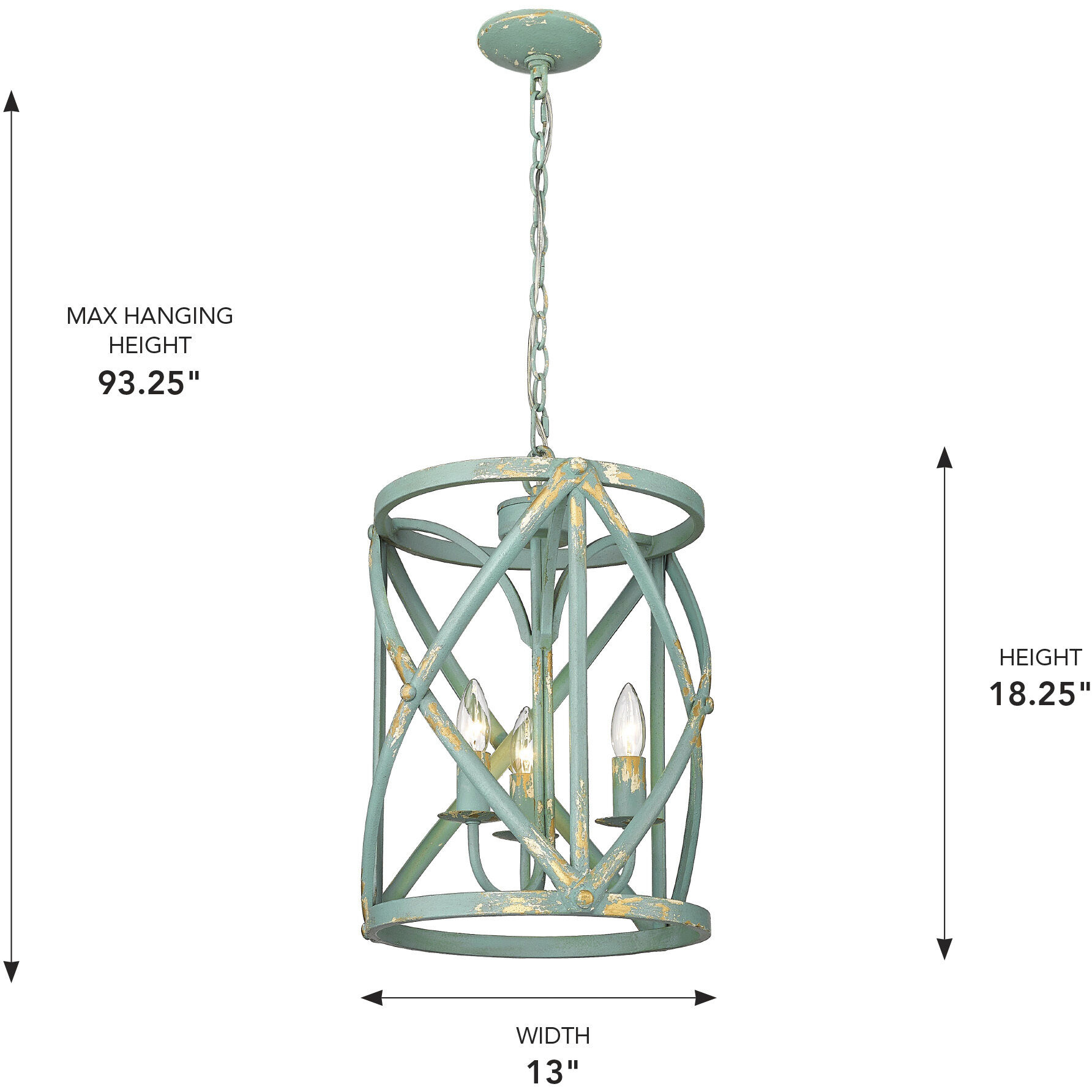 Alcott 3 Light 13 inch Antique Teal Pendant Ceiling Light