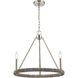 Abaca 3 Light 20 inch Polished Nickel with Gray Chandelier Ceiling Light