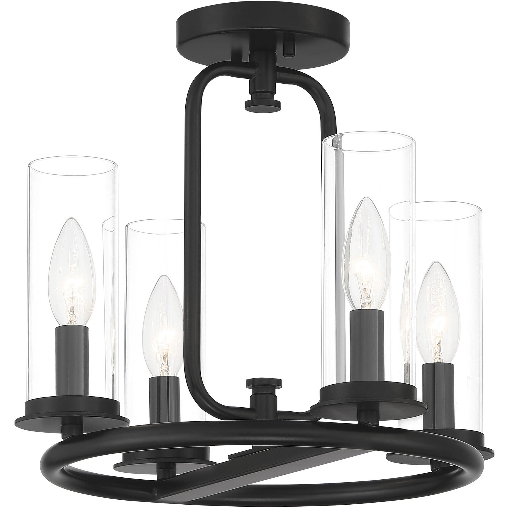 Hudson Heights 4 Light 14 inch Matte Black Pendant Convertible Ceiling Light
