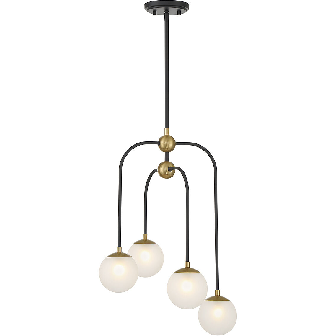 Couplet 4 Light 16 inch Black with Warm Brass Accents Chandelier Ceiling Light