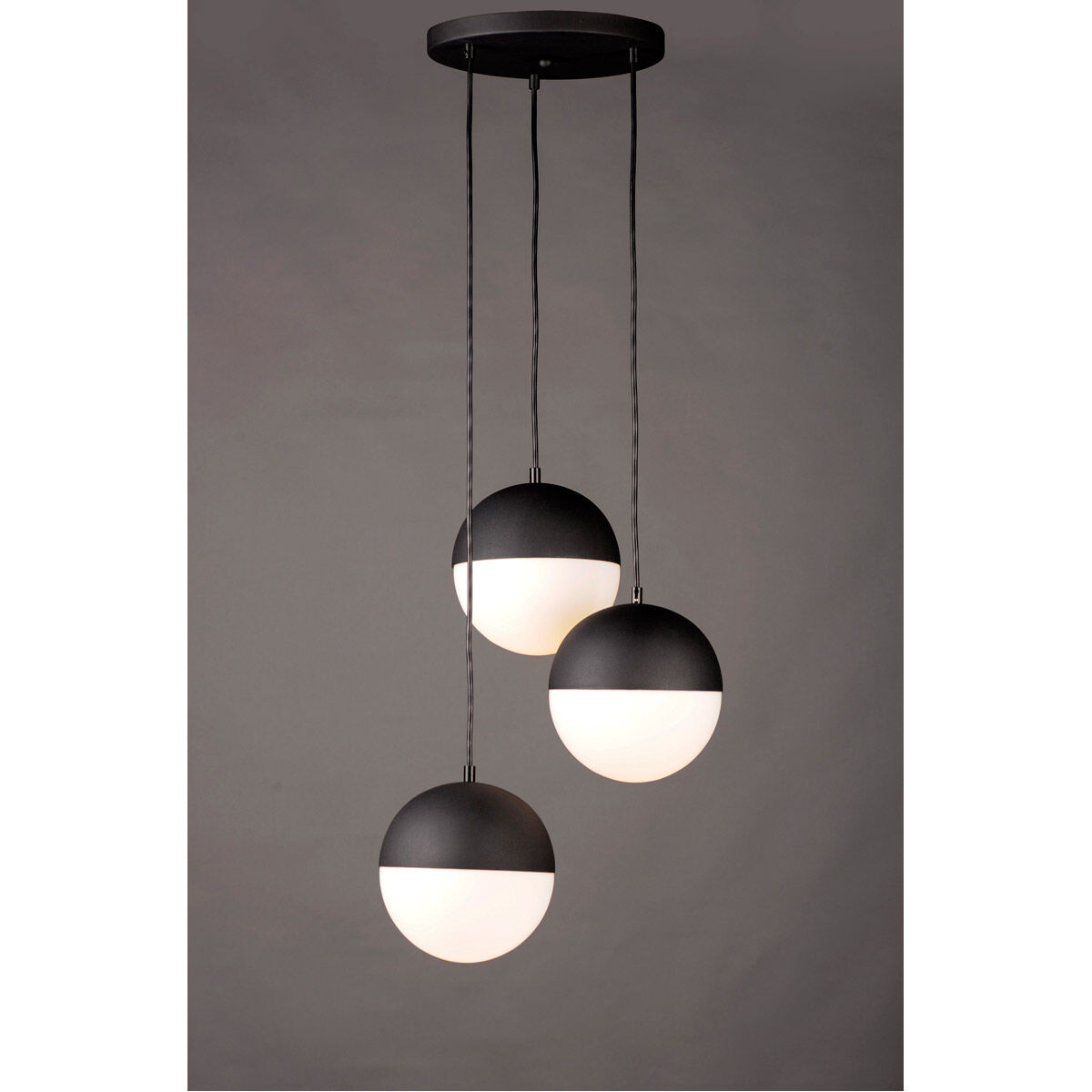 Half Moon LED 16.5 inch Black Multi-Light Pendant Ceiling Light