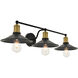 Etude 3 Light 33 inch Brass and Black Wall Sconce Wall Light