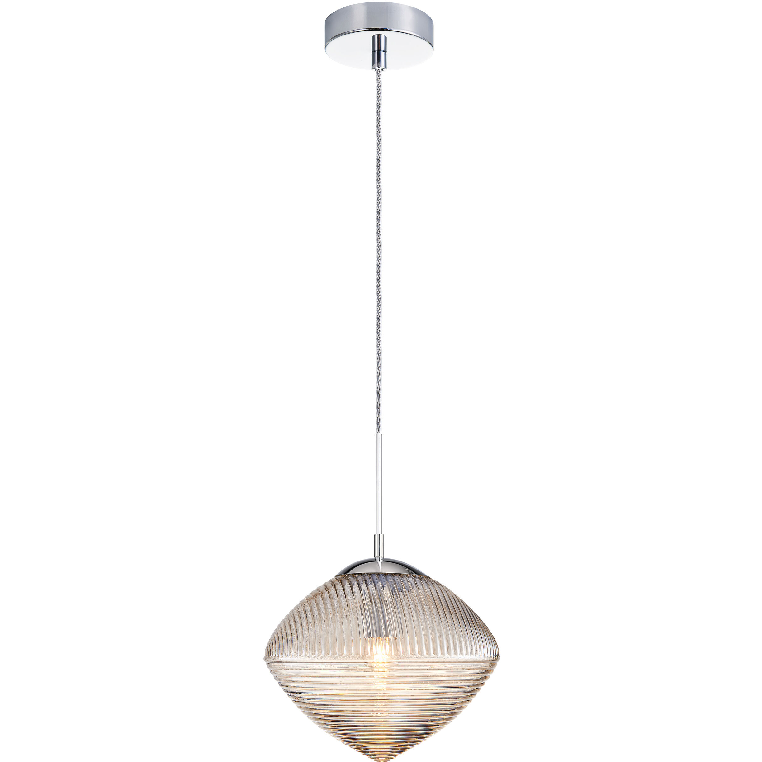 Maruna 1 Light 10.25 inch Chrome and Cognac Glass Pendant Ceiling Light
