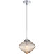 Maruna 1 Light 10.25 inch Chrome and Cognac Glass Pendant Ceiling Light