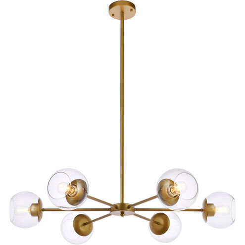 Briggs 6 Light 36 inch Brass Pendant Ceiling Light