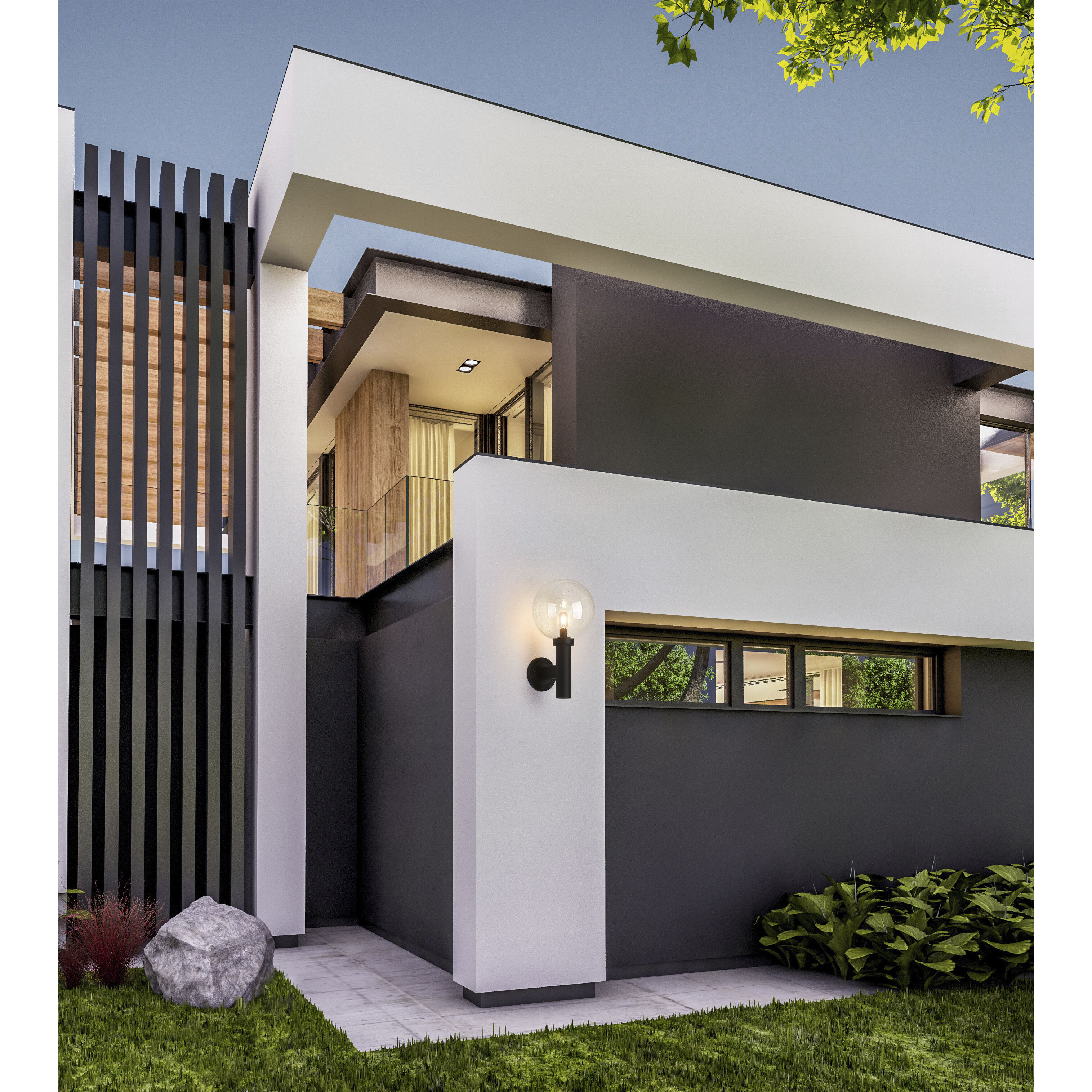 Laurent 1 Light 22.5 inch Black Outdoor Wall Light