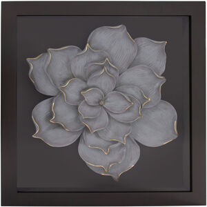 Magnolia Flower Gray Flower with Gold Accents Wood Wall Art