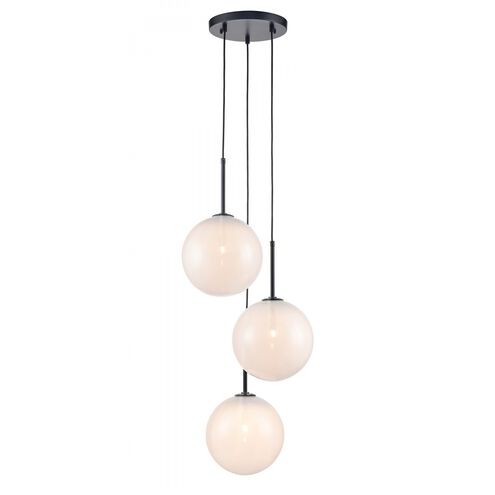 Delilah LED 17 inch Black Multi Port Pendant Ceiling Light in White Glass