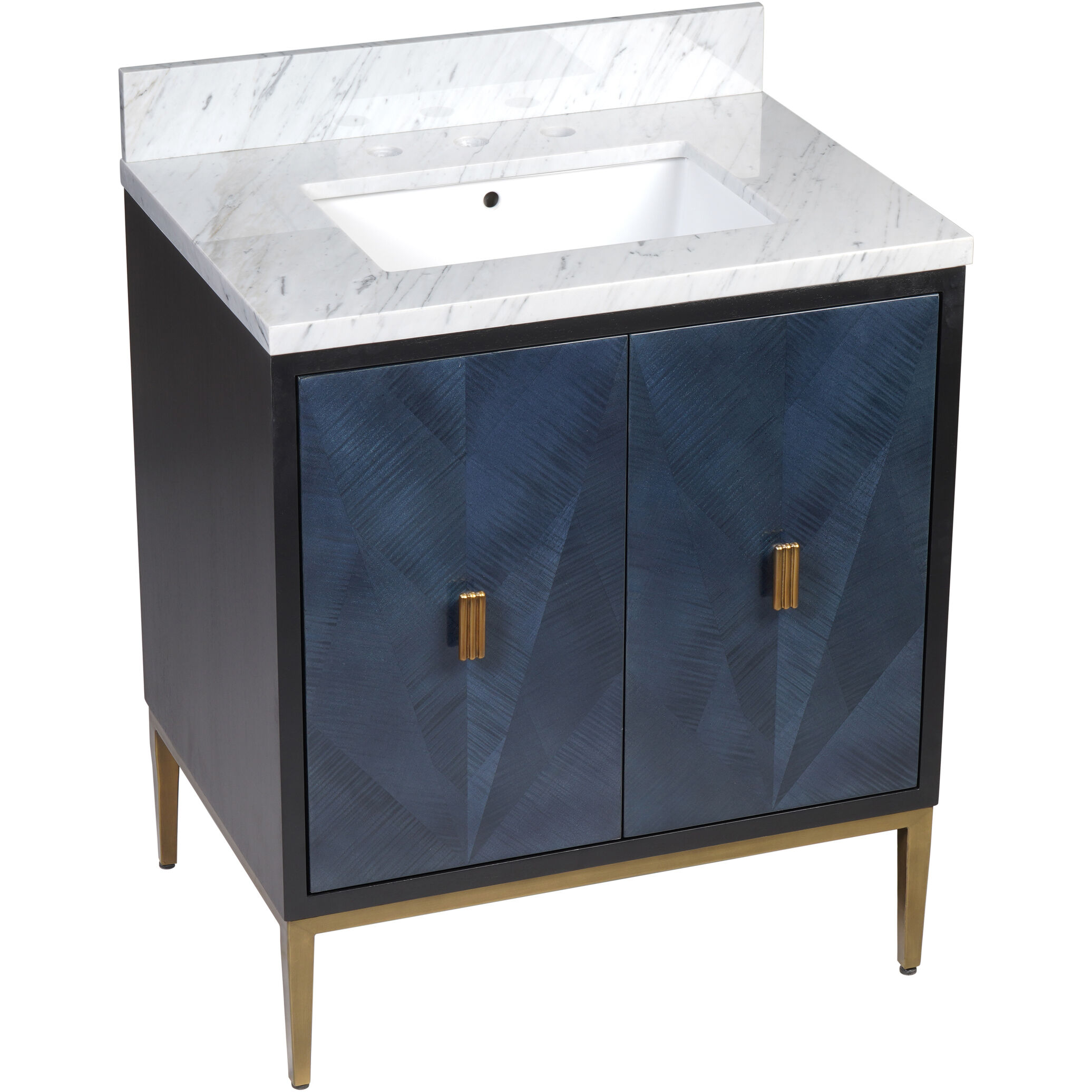 Kallista 30 X 34 inch Dark Sapphire/Caviar Black/Natural/White/Antique Brass Vanity with Undermount Sink