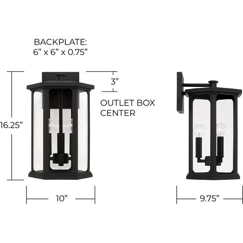 Walton 3 Light 16 inch Black Outdoor Wall Lantern
