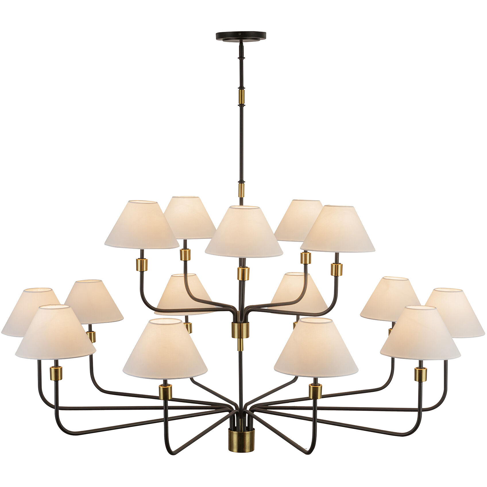 Providence 15 Light 62 inch Black and Brushed Brass Chandelier Ceiling Light