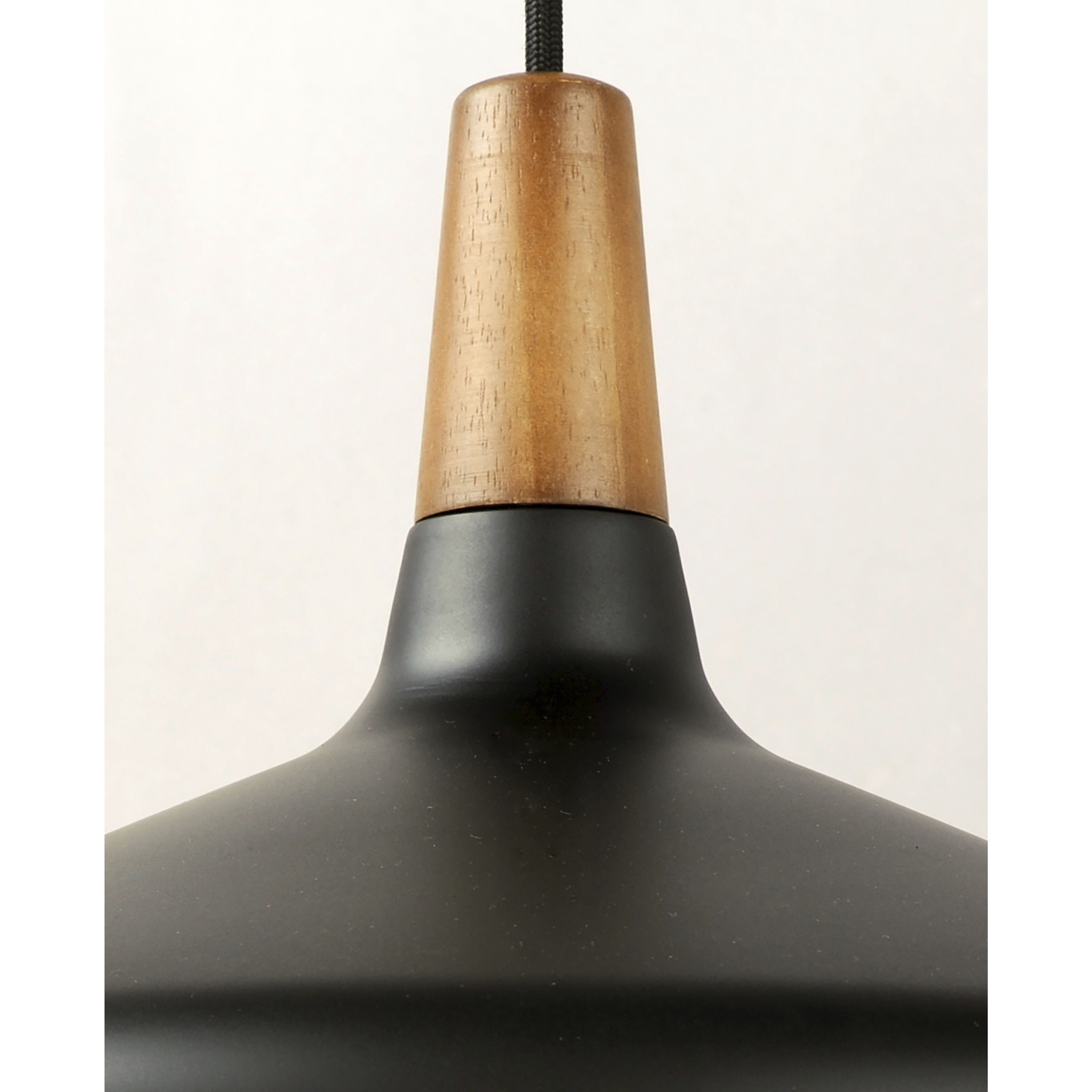 Nordic 1 Light 15 inch Walnut/Black Single Pendant Ceiling Light in Walnut and Black, Bulb Not Included