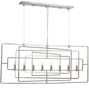 Metro 8 Light 54 inch Contemporary Silver Leaf Chandelier Ceiling Light