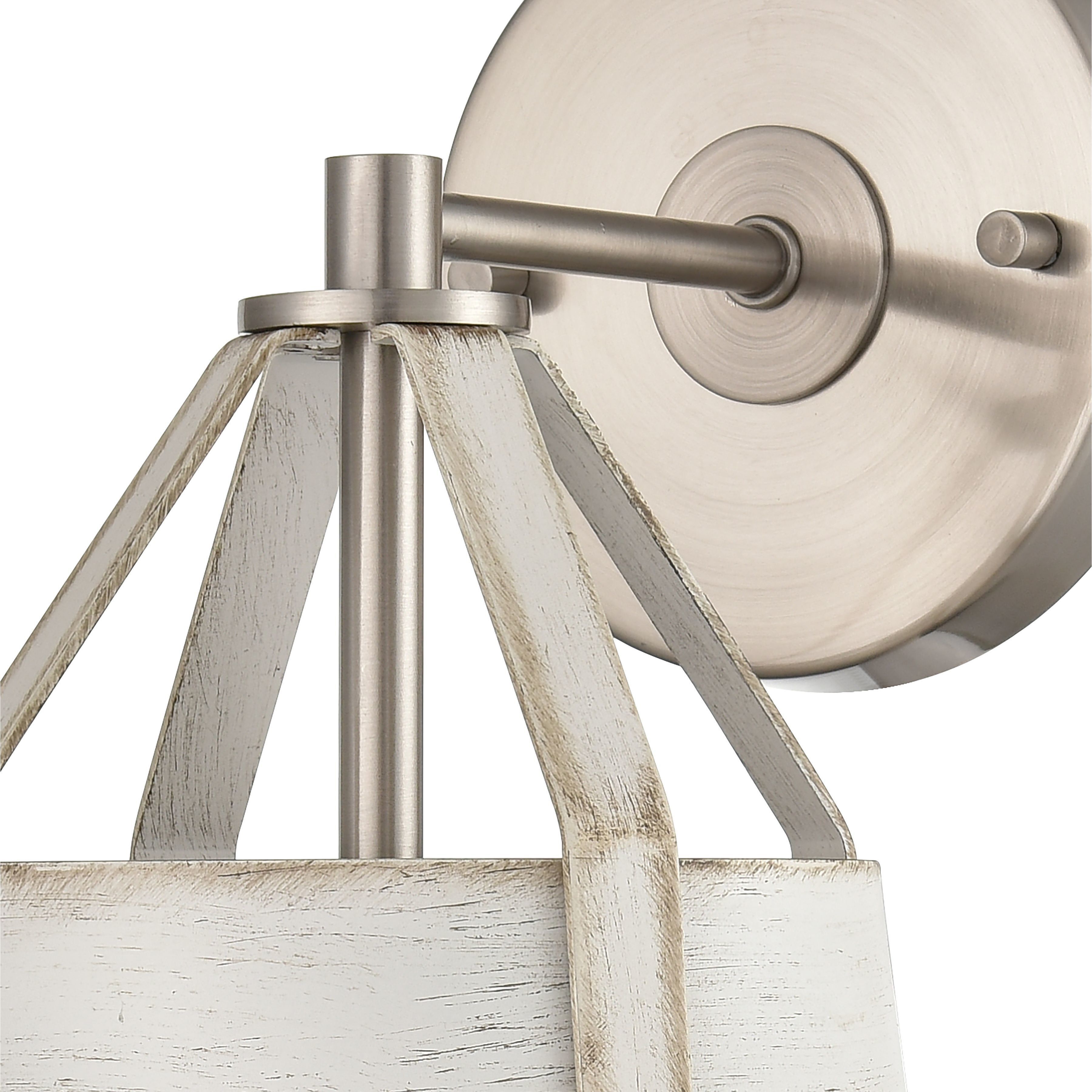 Brigantine Sconce Wall Light in Weathered White with Satin Nickel