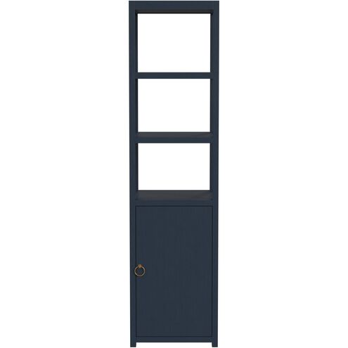 3- Tier 1 Door Narrow  Etagere Bookcase in Navy Blue
