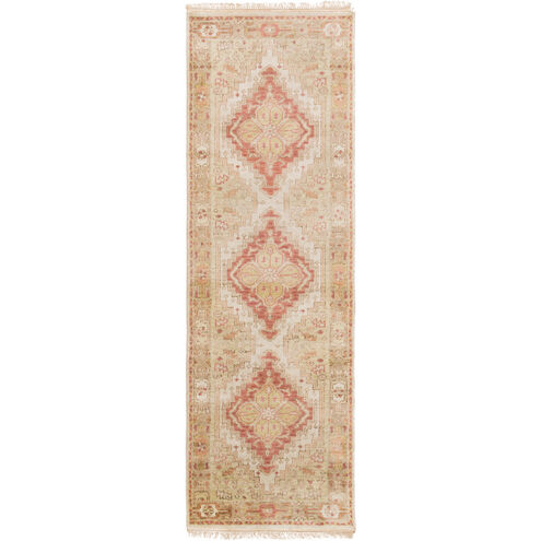 Zeus 96 X 30 inch Rose/Mauve/Ivory/Tan/Light Gray/White Rugs, Wool