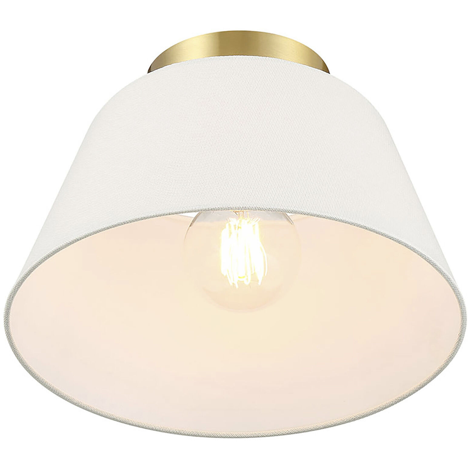 Modern 1 Light 12 inch Natural Brass Semi-Flush Ceiling Light