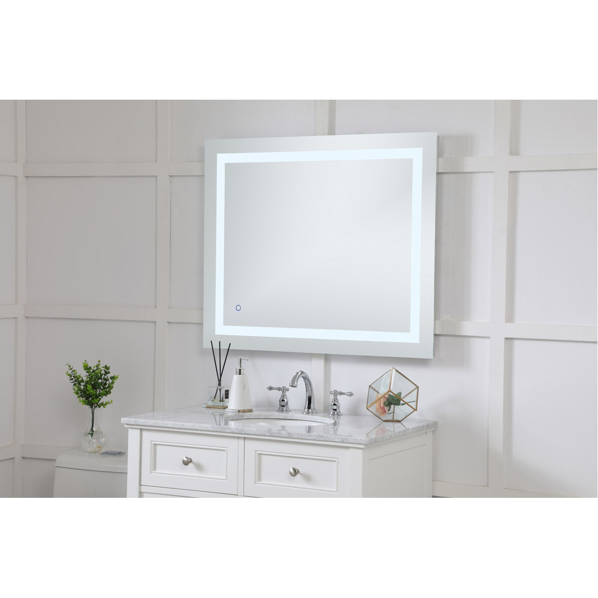 Helios 36 X 30 inch Silver Lighted Wall Mirror