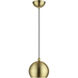 Stockton 1 Light 8 inch Antique Brass with Polished Brass Accents Mini Pendant Ceiling Light, Globe